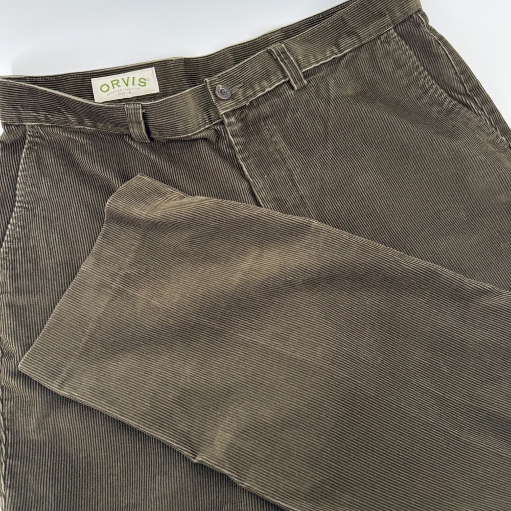 ORVIS Mens Corduroy Pants Olive Green Straight Fit‎ Size 34x30